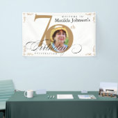 70e verjaardag Gold White Calligrafie Aangepaste f Spandoek (Beurs)