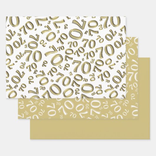 70e verjaardag Gold & White Number Pattern 70 Inpakpapier Vel (Set)