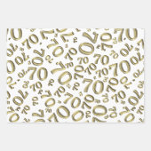 70e verjaardag Gold/White Random Number Pattern 70 Inpakpapier Vel (Voorkant 3)