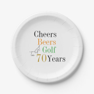 70e verjaardag Golf Cheers Beers Party Papieren Bordje