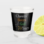 70e verjaardag Golf Cheers Beers Party Zwart Goud Shot Glas (Voorkant)