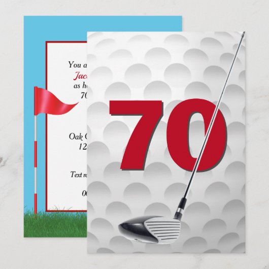 70e verjaardag golf themafeest kaart (Voorkant / Achterkant)