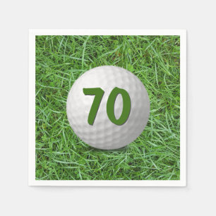 70e verjaardag golfbal op gras servet