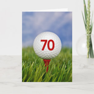 70e verjaardag Golfbal op rood T-shirt Kaart