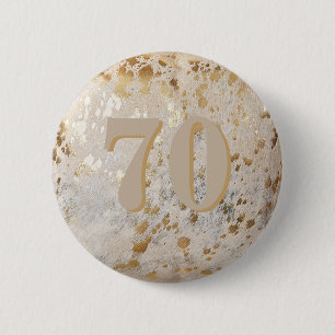 70e verjaardag Goud Koeienhuid Modern Ronde Button 5,7 Cm