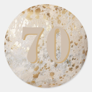 70e verjaardag Goud Koeienhuid Modern Ronde Sticker