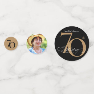 70e verjaardag Goud Zwart Kalligrafie Elegante fot Confetti