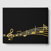 70e verjaardag gouden muzieknoten op zwart gastenboek (Achterkant)