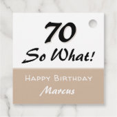 70e verjaardag Grappig citaat Beige Modern Bedankjes Labels (Achterkant)