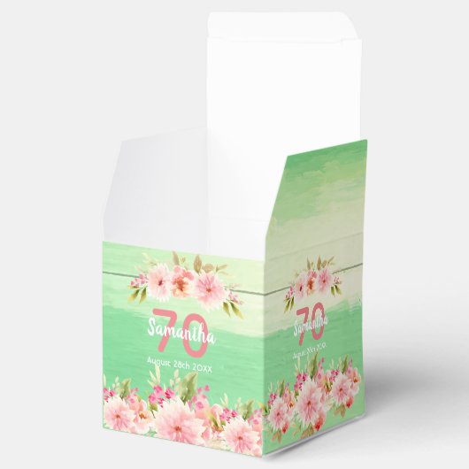 70e verjaardag groene houtfloralen rustic dank u bedankdoosjes (Geopend)