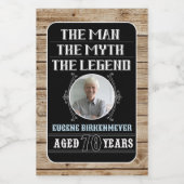 70e verjaardag Het Man, de mythe, de Legende Wijn Etiket (Enkel label)