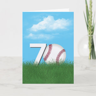 70e verjaardag honkbal in groen gras kaart