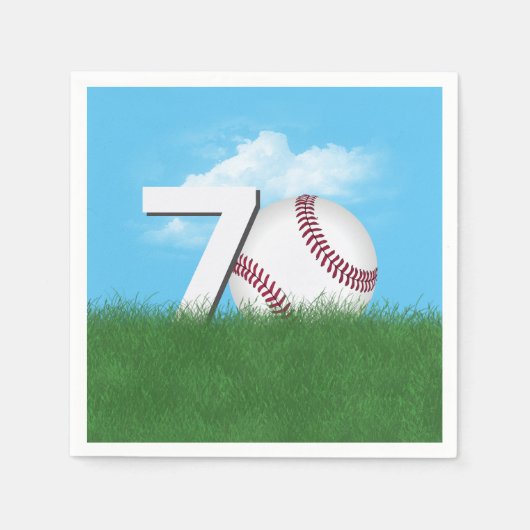 70e verjaardag honkbal in groen gras servet (Voorkant)