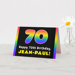 70e verjaardag: kleurrijke regenboog # 70, aangepa kaart