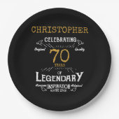 70e verjaardag Legendary Zwart Goud Retro Papieren Bordje (Voorkant)