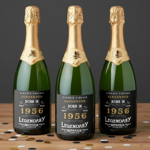 70e verjaardag Legende Voeg uw naam toe 1956 Vinta Sparkling Wijnetiket