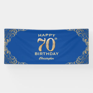 70e verjaardag Lijst Blauw en Glitter Glitter Spandoek