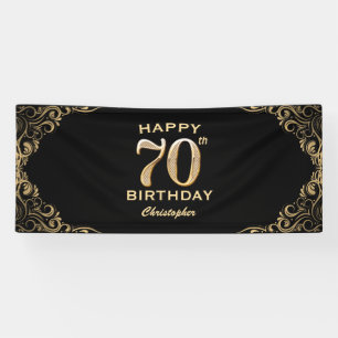 70e verjaardag Lijst voor zwarte en goudglitter Spandoek