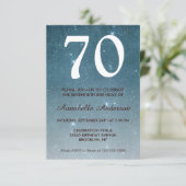70e verjaardag marine Blue Midnight Sky Stars Glit Kaart (Staand voorkant)