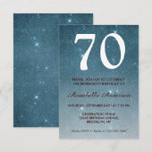 70e verjaardag marine Blue Midnight Sky Stars Glit Kaart (Voorkant / Achterkant)