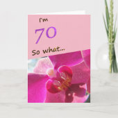 70e verjaardag met roze orchidee grappig kaart (Voorkant)
