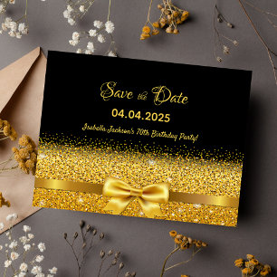 70e verjaardag met zwarte gouden boog op de datum briefkaart