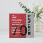 70e verjaardag Modern Red Silver Black Funny D848 Kaart (Staand voorkant)