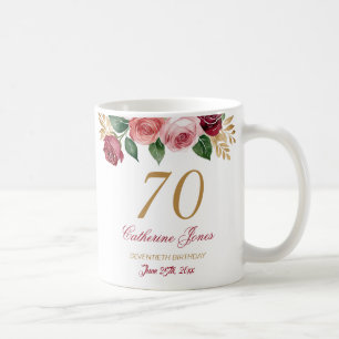 70e verjaardag Mok voor oma - Bloemen Custom Name