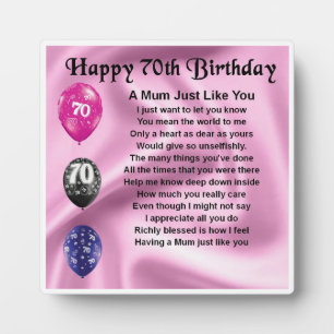 70e verjaardag Mum Poem Plaque Fotoplaat