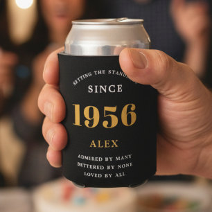 70e Verjaardag Naam 1954 Zwart Goud Elegant Chic Blikjeskoeler