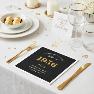 70e verjaardag naam 1956 zwart goud elegante Chic Servet