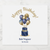 70e verjaardag Navy Blue Balloon Cake Bier Etiket (Enkel label)
