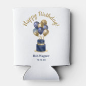 70e verjaardag Navy Blue Balloon Cake Blikjeskoeler (Achterkant)