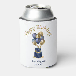 70e verjaardag Navy Blue Balloon Cake Blikjeskoeler