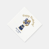 70e verjaardag Navy Blue Balloon Cake Servet (Hoek)