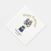 70e verjaardag Navy Blue Balloon Cake Servet (Hoek)