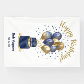 70e verjaardag Navy Blue Balloon Cake Spandoek (Horizontaal)