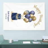 70e verjaardag Navy Blue Balloon Cake Spandoek (Beurs)