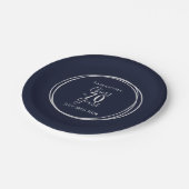 70e verjaardag Navy Silver Cheers to 70 Years Part Papieren Bordje (Gekanteld)