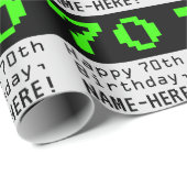 70e verjaardag - Nerdy / Geeky stijl "70" en naam Cadeaupapier (Rol Hoek)
