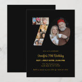 70e verjaardag nummer 70 Fotocollage Modern Zwart Kaart (Voorkant / Achterkant)