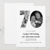 70e verjaardag nummer 70 fotocollage zwart wit kaart (Voorkant / Achterkant)