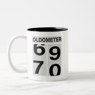 70e verjaardag Oldometer Tweekleurige Koffiemok