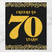 70e verjaardag op zevenenzeventig jaar Gold Glitte Wijn Etiket (Enkel label)