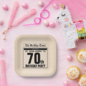  70e Verjaardag Oude Krant Grappig Custom Papieren Bordje (Feest)