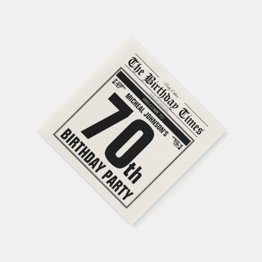 70e Verjaardag Oude Krant Grappig Custom Servet (Hoek)