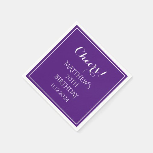 70e verjaardag Paarse Elegant Script Modern Proost Servet (Hoek)