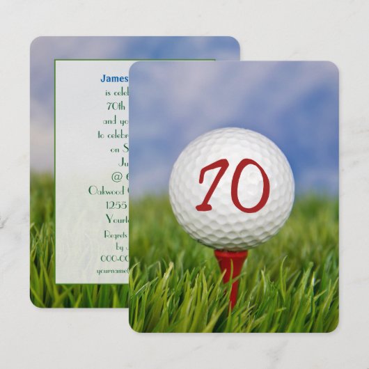 70e verjaardag Party Golf thema Kaart (Voorkant / Achterkant)