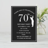 70e verjaardag Party Golfer Black Par Pap Golf Kaart (Staand voorkant)