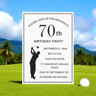 70e verjaardag Party Golfer Black Par Pap Golf Kaart